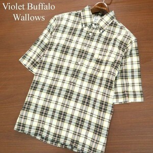 Violet Buffalo Wallows ドレステリア 春夏 半袖 プルオーバー★ ボタンダウン チェック シャツ Sz.L　メンズ 日本製　A2T09045_8#A