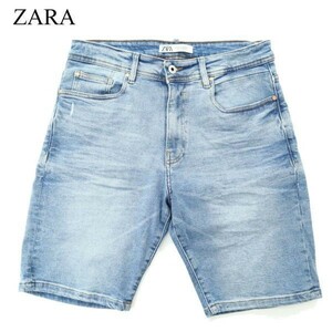 ZARA ザラ マン 現行タグ★ 春夏 USED加工 テーパード ストレッチ ショート デニム パンツ ジーンズ Sz.32　メンズ　A2B03721_8#P