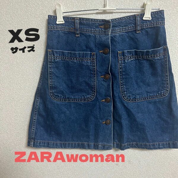 ザラ ZARA ZARAwoman 台形スカート スカート ネイビー デニムスカート ミニ ミニスカート