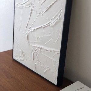 ￥１９８００購入/White/テクスチャー/ アート絵画 油絵 手書き/北欧モダン/モノトーンインテリア