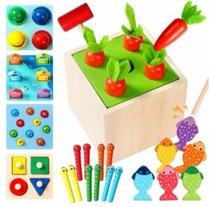 モンテッソーリ玩具　知育玩具　木のおもちゃ　木製　誕生日プレゼント　 男の子 女の子　おかたづけ練習