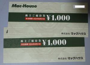 マックハウス株主優待券2000円分～2024年8月31日