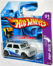 Hot Wheels Morris Mini モーリス ミニ クーパー ホワイト #07. ショートカード Cooper ホットウィール Pop-Offs_画像1