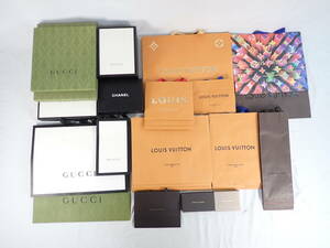 ★空箱 紙袋 34点まとめ CHANEL GUCCI LOUIS VUITTON BVLGARI BOTTEGA VENETA ギフト用 ラッピング ショッパー ボックス リボン ブランド品