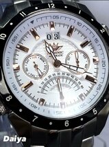 新品 正規品 ドミニク DOMINIC 自動巻き 腕時計 オートマティック カレンダー 5気圧防水 ステンレス ピンクゴールド ホワイト プレゼント_画像1
