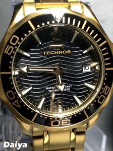 新品 TECHNOS テクノス 腕時計 正規品 アナログ腕時計 クオーツ カレンダー 10気圧防水 ステンレス シンプル ゴールド ブラック プレゼント