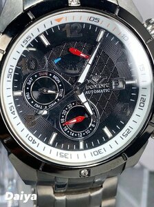 新品 正規品 ドミニク DOMINIC 自動巻き 手巻き時計 腕時計 オートマティック カレンダー 防水 ステンレス ブラック シルバー プレゼント
