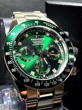 限定カラー 天然ダイヤモンド付き 新品 TECHNOS テクノス 正規品 腕時計 シルバー グリーン クロノグラフ アナログ腕時計 多機能腕時計_画像3