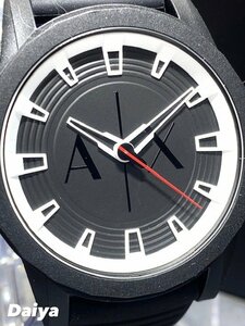 新品 AX ARMANI EXCHANGE アルマーニ エクスチェンジ 正規品 腕時計 アナログ腕時計 クオーツ 3気圧防水 ラバーベルト ブラック プレゼント