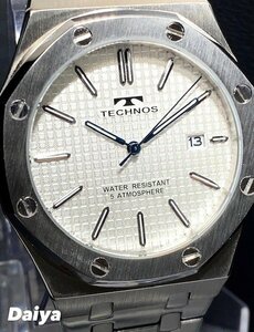 新品 TECHNOS テクノス 腕時計 正規品 アナログ腕時計 クオーツ カレンダー 5気圧防水 ステンレス ビジネス シンプル シルバー プレゼント