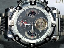 新品 正規品 ドミニク DOMINIC 自動巻き 手巻き 腕時計 オートマティック カレンダー 5気圧防水 ステンレス ブラック メンズ プレゼント_画像6