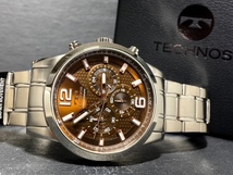 新品 TECHNOS テクノス 正規品 腕時計 メンズ クロノグラフ 腕時 アナログ 3Ｄインデックス 多機能腕時計 10気圧防水 ブラウン ステンレス_画像7