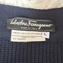 Salvatore Ferragamo サルヴァトーレフェラガモ 美品金ボタンカーディガン ヴァラ 紺 ネイビー L 大きいサイズ ビジネス ニット_画像8