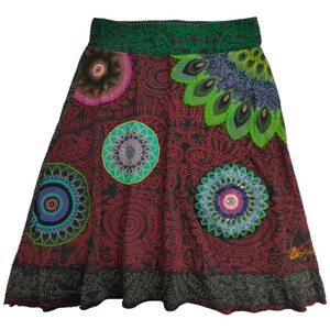 DESIGUAL / デシグアル レディース COTTON 総柄 フレアースカート 膝丈 Sサイズ ウエストゴム I-3457