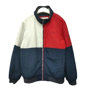 トミーヒルフィガー/ TOMMY HILFIGER メンズ 中綿 ジップアップ ジャケット ジャンパー アウター XLサイズ 紺×赤×白 防寒 a-1226