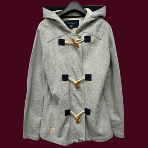 【美品】 TOMMY HILFIGER /トミーヒルフィガー レディース フルジップパーカー ダッフル風デザイン グレー Mサイズ相当 I-3492