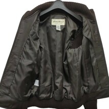 【美品 】Eddie Bauer /エディー バウアー レディース ラムレザー×リブニット ライダース ジャケット ブラウン XSサイズ a-1230 _画像5