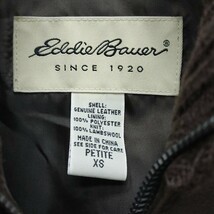 【美品 】Eddie Bauer /エディー バウアー レディース ラムレザー×リブニット ライダース ジャケット ブラウン XSサイズ a-1230 _画像6