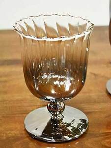 輸入雑貨 チュリパン Glass Vase 花瓶 スモークグレー ガラス フラワーベース リビングスタジオ フラワーポット カップベース CGG-17