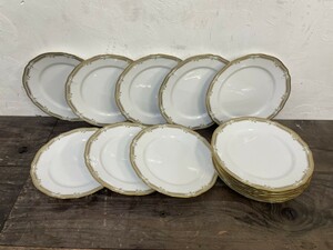 Noritake ノリタケ コンテッサ CONTESSA 1485 約23.5cmプレート 15枚セット 洋食器 盛り皿 ケーキ皿 金縁 (2)