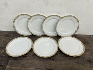 Noritake ノリタケ コンテッサ CONTESSA 1485 約23.5cmプレート 7枚セット 洋食器 盛り皿 ケーキ皿 金縁 (2)