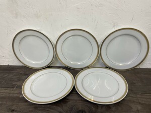 Noritake ノリタケ 5枚 皿 25.5cm 金縁 洋食器 ディナー皿 ミート皿 デザート皿 ケーキ皿 飲食店