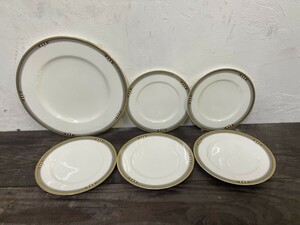 Noritake ノリタケ サンクエトワールライン アールデコスタイル 4454 18cm 27cm 6枚 盛り皿 ケーキ皿 プレート ブルー ゴールド