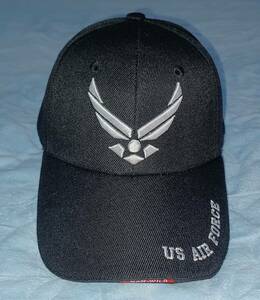 アメリカ USAF US AIR FORCE キャップ 米軍 空軍 ブラック色　刺繍帽子 フリーサイズ