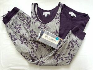  unused #LIVE LOVE LOUNGN lady's room wear L purple 3 point set pyjamas comfort .. fashion 