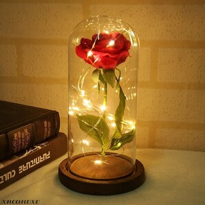 美女と野獣 真実のバラ LEDライト ガラスドーム 電池式 プレゼント 間接照明 インテリア 置物 癒し オブジェ 造花 フラワー ロマンチック
