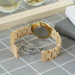 温かみのある 木製腕時計 メープル メンズ 日本製クオーツ アンティーク 天然木 カジュアル ウッド モダン 男性 腕時計 プレゼントの画像4