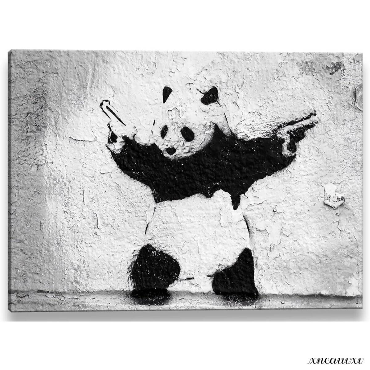 Banksy Art Panel Panda Street Reproduction Interior Wall Hanging Room Decoration Decorative Painting Animal Canvas Spray Painting Stylish Monochrome, artwork, painting, graphic