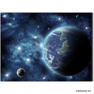 Art hand Auction Large size Mysterious art panel Space Earth Planet Interior Wall hanging Room decoration Decoration Canvas Painting Stylish Art Appreciation Living room, Artwork, Painting, graphic
