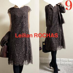 極美品！レリアン　ロシャス　レース　アンサンブル　スーツ ブラウン　9号　M Leilian ROCHAS 