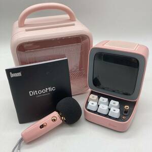 【一部未検品】Divoom Ditoo-Mic ワイヤレスBluetoothスピーカー カラオケ自宅用 ピンク /Y15479-S1