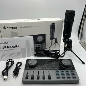 【通電確認済】Donner オーディオインターフェース オーディオミキサー マイクセット AUX 二つ6.35mmTRSマイク/Y15668-P1