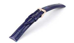 腕時計 レザー ベルト 18mm ネイビー 紺 クロコダイル型押し 牛革 ピンバックル ピンクゴールド ar04nv-n-p 腕時計 交換 バンド