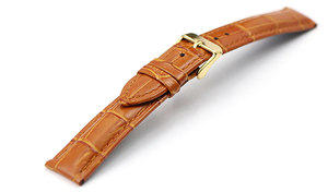 腕時計 ベルト 20mm レザー ブラウン 茶 クロコダイル型押し 牛革 ピンバックル イエローゴールド ar04br-n-y 腕時計 バンド 交換