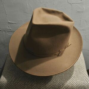 40s Vintage stetson vitafelt 1/2 60cm ヴィンテージ　ステットソン ヴィタ タン ブラウン ストラトライナー オープンロード ビッグサイズ