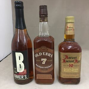 【未開栓バーボン３本飲比べセット】BAKER'S【ベイカーズ】107プルーフ＆AAA Ancient Age/エンシェント エイジ10年＆エズラブルックス7年