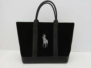 RALPH LAUREN ラルフローレン トート ハンドバッグ ベロア ブラック