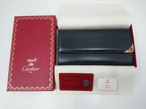 未使用 Cartier カルティエ マストドゥカルティエ 長財布 ブラック