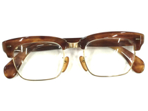 1円 メガネ 眼鏡 レンズ有り 度有り 鼈甲 べっ甲 金具K18刻印 総重量約49.4g ブラウン 茶 A10533_画像7