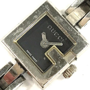 グッチ 腕時計 102 スクエア Gロゴケース 黒文字盤 SVカラー金具 クォーツ レディース 付属有 GUCCI QR022-456