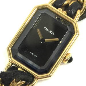 シャネル プルミエール 腕時計 サイズ M スクエア 黒文字盤 GDカラー金具 2針 クォーツ レディース 稼働 CHANEL