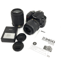 1円 Nikon D3400 AF-S DX NIKKOR 18-55mm 1:3.5-5.6G VR 55-200mm 1:4-5.6G ED VR デジタル一眼レフ カメラ L031504_画像1