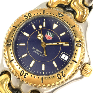1円 タグホイヤー 腕時計 WG1127 Professional 200m デイト 紺文字盤 コンビカラー クォーツ メンズ 純正ベルト