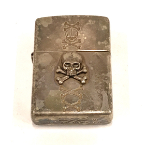 送料360円 ジッポー オイルライター スカル 骸骨 ドクロ ボーン 骨 約5.5×3.8cm 喫煙具 ZIPPO QR022-77 同梱NG