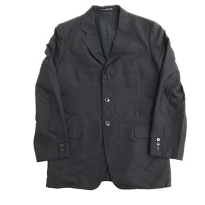 1円 Y's ヨウジヤマモト サイズ 2 長袖 ジャケット 細ストライプ ウール 混 メンズ アウター ブラック 黒