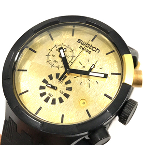 スウォッチ 腕時計 SB02Z400 CHECKPOINTGOLDEN クロノグラフ クォーツ メンズ GDカラー×黒 稼働 付属品有 swatch